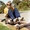 Riding a billycart, Sydney, ~1988